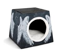 YJWANDO Capsule Pet Nest, White Angel Wings Print Cozy Space Capsule Design Pet Bed Capsule Pet Bed Small Pet Bed Ideal for Small Cats and Dogs