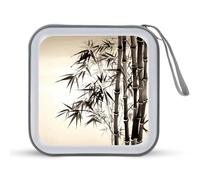 YJWANDO CD Storage Box, Bamboo Tree Image Chinese Calligraphy Print Portable CD Box DVD Storage Box Small Portable CD Box Gift CD Box Home CD Organization