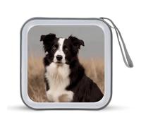 YJWANDO CD Storage Box, Border Collie Print Portable CD Box DVD Storage Box Small Portable CD Box Gift CD Box Home CD Organization, style