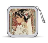 YJWANDO CD Storage Box, Wedding Retro Style Print Portable CD Box DVD Storage Box Small Portable CD Box Gift CD Box Home CD Organization