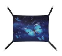 YJWANDO Pet Hammock, Blue Starry Butterfly Print Comfortable Pet Hammock Breathable Canvas Pet Bed for Cats and Small Dogs, Adjustable and Portable