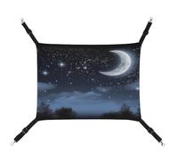 YJWANDO Pet Hammock, Nightsky Hanging Moon Print Comfortable Pet Hammock Breathable Canvas Pet Bed for Cats and Small Dogs, Adjustable and Portable