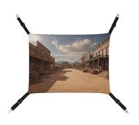 YJWANDO Pet Hammock, Old Wild West Cowboy Town Print Comfortable Pet Hammock Breathable Canvas Pet Bed for Cats and Small Dogs, Adjustable and Portable