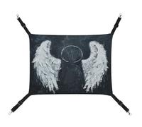 YJWANDO Pet Hammock, White Angel Wings Print Comfortable Pet Hammock Breathable Canvas Pet Bed for Cats and Small Dogs, Adjustable and Portable
