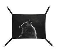 YJWANDO Pet Hammock, Wolf Facing The Moon Print Comfortable Pet Hammock Breathable Canvas Pet Bed for Cats and Small Dogs, Adjustable and Portable