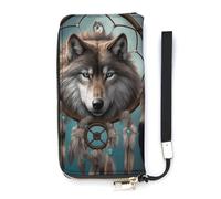 YJWANDO Pu Leather Wallet, 3D Wolf Dream Catcher Print Modern Women's Wallet Long Wallet for Women Handheld Clutch Wallet, style, 20x10.5cm, Modern