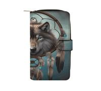 YJWANDO PU Leather Wallet, 3D Wolf Dream Catcher Print Wallet with Multiple Slots Elegant Wallet Convenient Wallet Durable Wallet Modern Wallet, style, 19.7x11x3.5cm, Minimalist