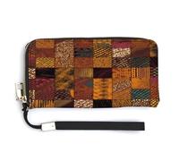 YJWANDO Pu Leather Wallet, African Style Patchwork Print Modern Women's Wallet Long Wallet for Women Handheld Clutch Wallet, style, 20.0*10.5cm, Modern