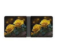 YJWANDO PU Leather Wallet, Beautiful Yellow Roses Print Wallet with Multiple Slots Elegant Wallet Convenient Wallet Durable Wallet Modern Wallet, style, One Size, Minimalist