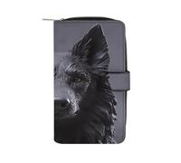 YJWANDO PU Leather Wallet, Black German Shepherd Print Wallet with Multiple Slots Elegant Wallet Convenient Wallet Durable Wallet Modern Wallet, style, 19.7x11x3.5cm, Minimalist