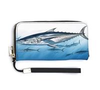 YJWANDO Pu Leather Wallet, Bluefin Tuna Thunnus Print Modern Women's Wallet Long Wallet for Women Handheld Clutch Wallet, style, 20.0*10.5cm, Modern