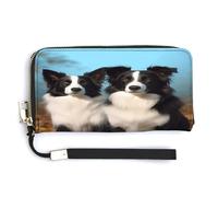 YJWANDO Pu Leather Wallet, Border Collie Print Modern Women's Wallet Long Wallet for Women Handheld Clutch Wallet, style, 20.0*10.5cm, Modern