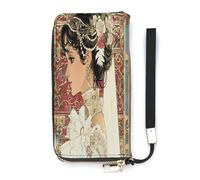 YJWANDO Pu Leather Wallet, Wedding Retro Style Print Modern Women's Wallet Long Wallet for Women Handheld Clutch Wallet, style, 20x10.5cm, Modern