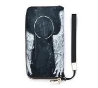YJWANDO Pu Leather Wallet, White Angel Wings Print Modern Women's Wallet Long Wallet for Women Handheld Clutch Wallet, style, 20x10.5cm, Modern