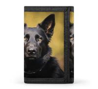 YJWANDO Trifold Wallet, Black German Shepherd Dog Print Wallet with Multiple Slots Elegant Wallet Convenient Wallet Durable Wallet Modern Wallet, style, One Size, Minimalist