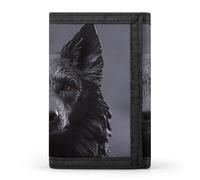 YJWANDO Trifold Wallet, Black German Shepherd Print Wallet with Multiple Slots Elegant Wallet Convenient Wallet Durable Wallet Modern Wallet, style, One Size, Minimalist