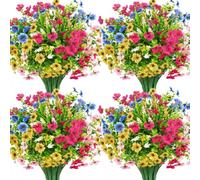 YJWZ 10 Bundles Artificial Flowers for Outdoors Decoration Fake Silk Flowers UV Resistant Faux Plants Artificial Daisy Eucalyptus for Spring Summer Garden Yard Porch Window Home Decor