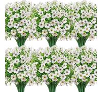 YJWZ 10 Bundles Artificial Flowers for Outdoors Decoration Fake Silk Flowers UV Resistant Faux Plants Artificial Daisy Eucalyptus for Spring Summer Garden Yard Porch Window Home Decor