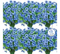 YJWZ 10 Bundles Artificial Flowers for Outdoors Decoration Fake Silk Flowers UV Resistant Faux Plants Artificial Daisy Eucalyptus for Spring Summer Garden Yard Porch Window Home Decor