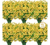 YJWZ 10 Bundles Artificial Flowers for Outdoors Decoration Fake Silk Flowers UV Resistant Faux Plants Artificial Daisy Eucalyptus for Spring Summer Garden Yard Porch Window Home Decor