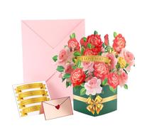 YJWZ 3D Pop Up Forever Flower Bouquet Cards,Large Birthday Cards for Women, Petal Pal Pop Up Greeting Card with Envelope,Letterbox-Friendly Floral Bouquet Card for Wife, Mom, Friends, Colleagues