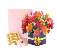 YJWZ 3D Pop Up Forever Flower Bouquet Cards,Large Birthday Cards for Women, Petal Pal Pop Up Greeting Card with Envelope,Letterbox-Friendly Floral Bouquet Card for Wife, Mom, Friends, Colleagues