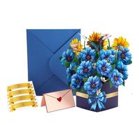 YJWZ 3D Pop Up Forever Flower Bouquet Cards,Large Birthday Cards for Women, Petal Pal Pop Up Greeting Card with Envelope,Letterbox-Friendly Floral Bouquet Card for Wife, Mom, Friends, Colleagues
