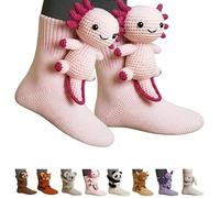 YJWZ Women's Sloth Socks - 3D Knit Animal Socks with Adorable Designs | Cosy & Warm Christmas Gifts for Women (D)