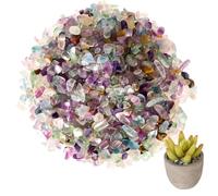 YJWZWE Fluorite Tumbled Gravel, Crystal Chips Stone, Small Decorative Pebbles, Aquarium Rocks for Indoor Plants, Crafts, Terrarium Decor 500g