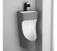 YJYJY Ceramic Urinal Wall-Mounted Men's with Retractable Faucet and Wash Basin Commercial Splash Spill Proof High Efficiency Flushing