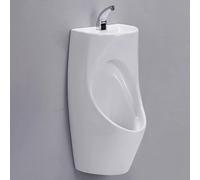 YJYJY Ceramic Urinals for Bathroom With Sensor Faucet and Wash Basin Garage Men's Spill Proof for Bathrooms Hotels Small Spaces