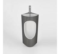 YJYJY Urinal Corner Male Porcelain with Built-in Faucet Wash Basin Spill-Proof and Easy-Clean Surface Modern 2-in-1 Design Ideal