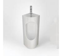 YJYJY Urinal Corner Male Porcelain with Built-in Faucet Wash Basin Spill-Proof and Easy-Clean Surface Modern 2-in-1 Design Ideal