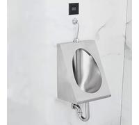 YJYJY Urinal Wall Sensor 304 Stainless Steel Men's Flushing Commercial Public Toilet Splash with Flush Valve And Drain Pipe for Bathroom Hotel