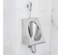YJYJY Urinal Wall Sensor 304 Stainless Steel Men's Flushing Commercial Public Toilet Splash with Flush Valve And Drain Pipe for Bathroom Hotel