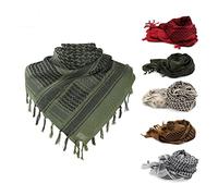 YJZQ 100% Cotton Arab Square Scarf Military Shemagh Tactical Desert Keffiyeh Scarf Wrap Desert Head Neck Scarf 110x110cm(43x43inch) Arab Wrap With Tassels