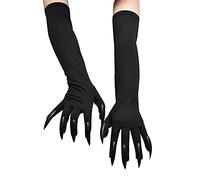 YJZQ Adults Halloween Claws Long Black Animal Paws Gloves With Scary Long Nails Funny Ghost Cosplay Costume Gloves Fancy Dress for Women Men