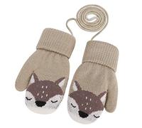 YJZQ Baby Toddler Cute Fox Winter Warm Knitted Magic Mittens Gloves with Furry Lining Hanging On Neck Mittens for Girls Boys Age 1-3Years