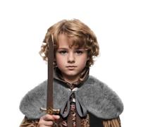 YJZQ Children's Plush Cape Viking Faux Fur Collar Medieval Knight Cape Boys Girls Soft Fur Cape Viking Costume Accessory for Halloween, Carnival, Cosplay, Theme Party