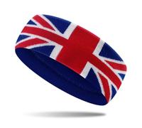 YJZQ Elastic Knit Sports Headband Sweat Absorption Running Sweatbands for Exercise Fitness Headbands Working Out Hair Band for Women Men, Union Jack
