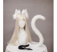 YJZQ Faux Furry Fox Cat Ears And Tail Set for Adults Halloween Cosplay Party Fluffy Headband Fancy Dress Accessory Costume for Women