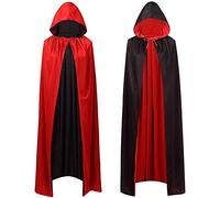 YJZQ Halloween Vampire Cloak for Adults Full Length Hooded Cape Black Red Hooded Reversible Cape Knight Witches Wizards Vampires Royalty Queen Prince Magician Princess Cosplay Fancy Dress Costume