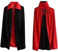 YJZQ Halloween Vampire Cloak for Adults Full Length Hooded Cape Black Red Hooded Reversible Cape Knight Witches Wizards Vampires Royalty Queen Prince Magician Princess Cosplay Fancy Dress Costume