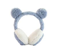 YJZQ Kids Football Pattern Earmuffs - Winter Warm Soccer Design Plush Cartoon Children's Ear Warmers With Fluffy Faux Fur Protection - Xmas Birthday Gifts (Blue-Pom)