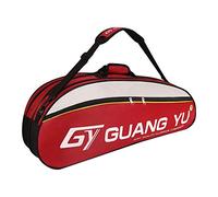 YJZQ Team 6 Racket Bag Tennis Squash Badminton Racquetball Pack Bag GYM Euipment Bag Duffle Shoulder Carry Bag with Shoes Storage (Red)