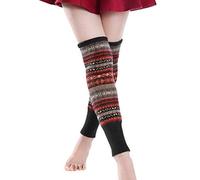 YJZQ Women Winter Striped Knitted Long Socks Ethnic Crochet Leg Warmers Stocking Wool Footless Over the Knee Thigh High Socks Boot Socks Christmas Xmas Birthday Gifts