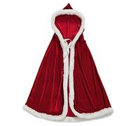 YJZQ Womens Christmas Cloak Santa Claus Hooded Cape Velvet Red Cape Fancy Dress Mantle Teenager Magician Outfit Dress up Gown Cardigan Coat Cosplay Drama Performance Costume Gifts for Kids Adults