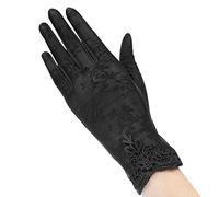 YJZQ Women's Pretty Gloves Lace White Ladylike Retro Gloves Classy Summer Satin Gloves Thin Section Lace for Wedding Opera Dance Party Performance Gloves Costume Accessories (black)