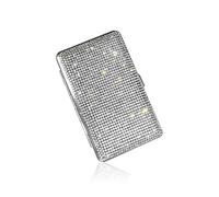 YKAFADE Pack of 2 Glitter Cigarette Case for Women Cigarette Box Cigarette Case Cigarette Box for 14 Cigarettes Cigarette Case Made of Metal Cigarette Case Cigarette Box Silver