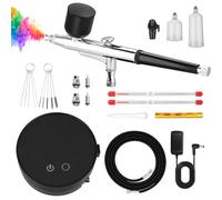 Ykall Airbrush Kit with Air Compressor, Adjustable 28/35/46 PSI, 0.2/0.3/0.5mm Nozzle, Ideal for Model Painting, Nail Art, Makeup, Cake Decorating, Tattoos